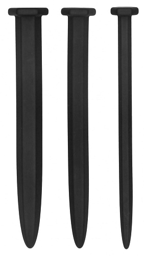 Набор из 3 чёрных гладких стимуляторов уретры Shots Media BV Silicone Rugged Nail Plug Set OU434BLK