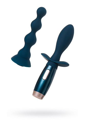 Бирюзовый анальный вибратор с 2 сменными насадками Le Stelle PERKS SERIES EXO LS12214