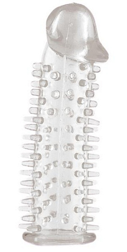 Прозрачная насадка на половой член с закрытой головкой и шипами ToyFa 818029-1 (12,5 см)