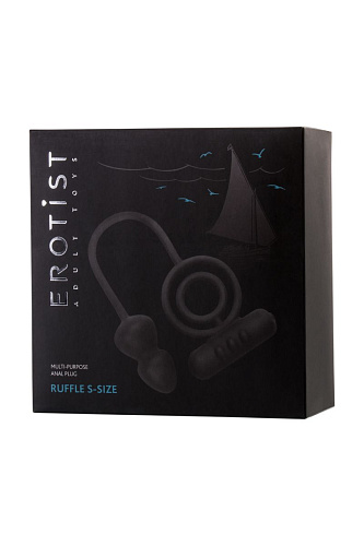 Чёрное эрекционное кольцо с вибропулькой и анальным хвостом Erotist 541305