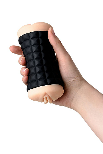 Двухсторонний мастурбатор телесного цвета в черном цилиндре JOS JANICE 784001