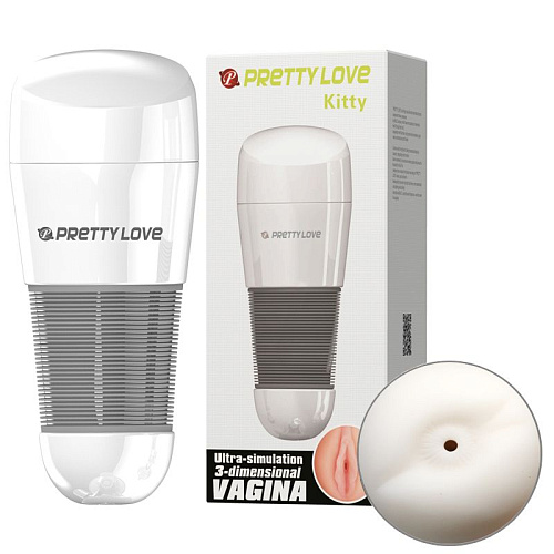 Мега-мастурбатор анус без вибрации белого цвета Baile Kitty BM-00900T49NN-1