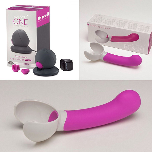 Вибронабор: серый пульсатор One и розовая насадка Reach Revel Body Smart Set №12
