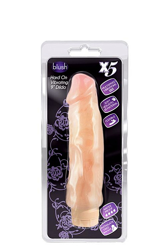 Виброфаллос с ярко выраженным рельефом телесного цвета Blush Novelties X5 HARD ON VIBRATING 9INCH DILDO BL-52203