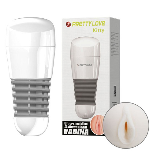 Мега-мастурбатор вагина белого цвета без вибрации Baile Kitty BM-00900T49NN