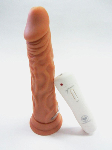 Вибромассажёр-реалистик без мошонки с пультом управления телесного цвета Loving World CT11002 (18 см)