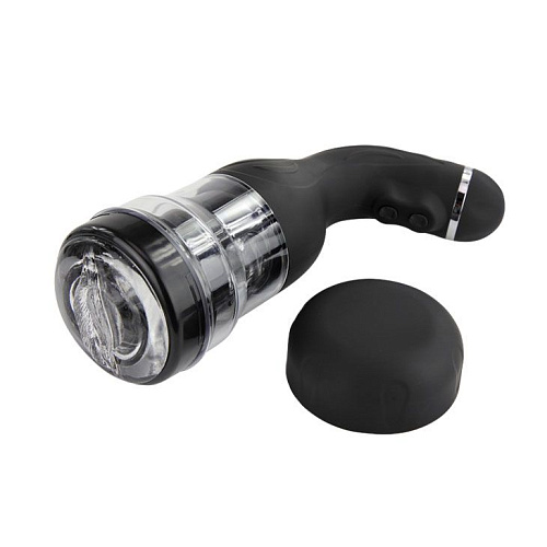 Мастурбатор-вагина чёрного цвета с ротацией Baile Rotation Lover BM-00900T32