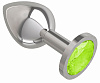 Серебристая средняя пробка с лаймовым кристаллом Сумерки богов 523-12 lime-DD (8,5 см)