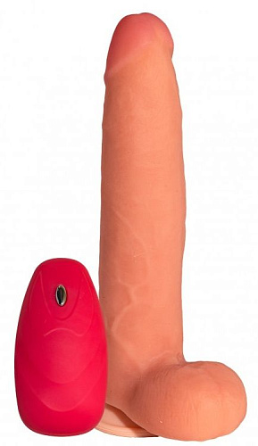 Телесный реалистичный вибратор с пультом Сумерки богов №74 3204-74 BX DD (22,5 см)