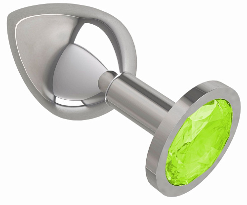 Серебристая средняя пробка с лаймовым кристаллом Сумерки богов 523-12 lime-DD (8,5 см)