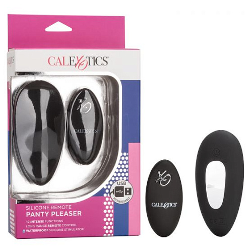 Чёрный вибровкладыш в трусики с пультом ДУ California Exotic Novelties Silicone Remote Panty Pleaser SE-0077-45-3