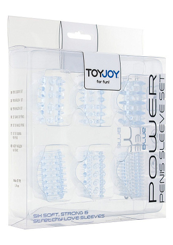 Набор из 6 голубых насадок на пенис Toy Joy POWER PENIS SLEEVE SET 3006010227